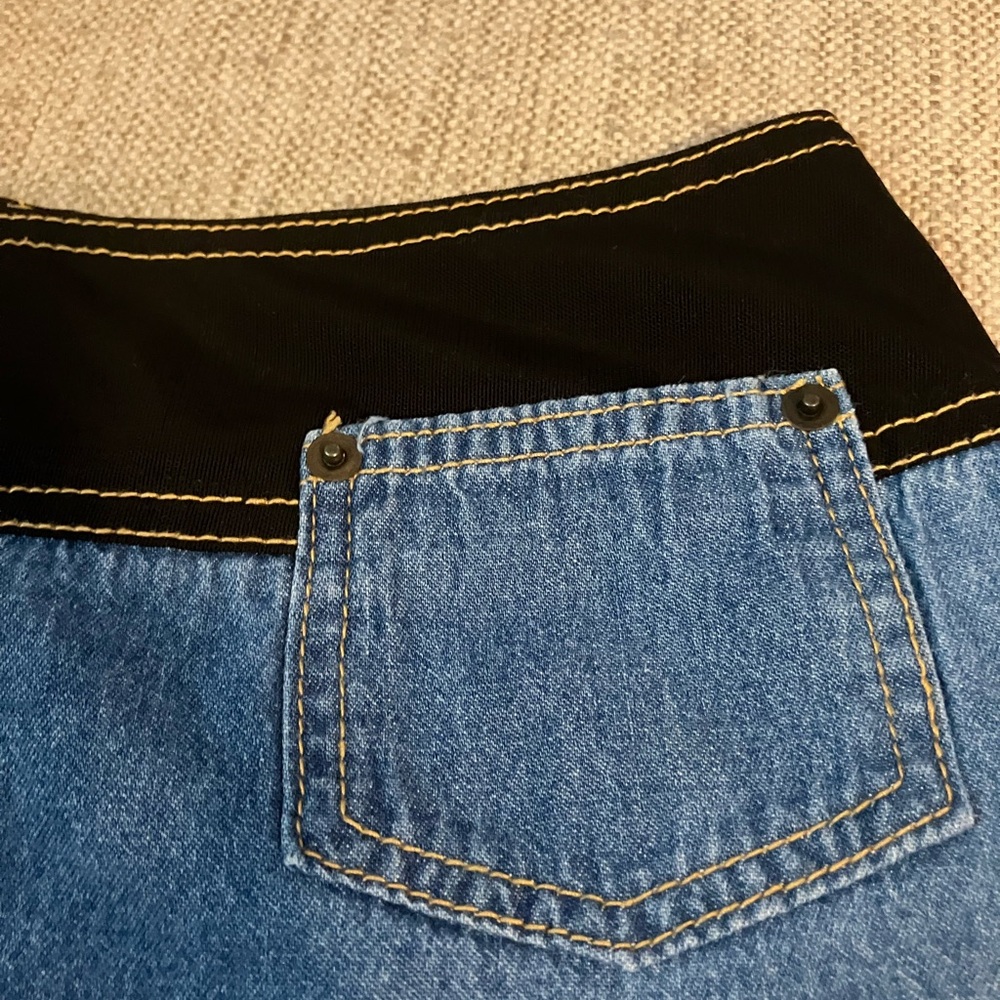 Y2K denim mini skirt with brown sheer waistline - Picture 2 of 7